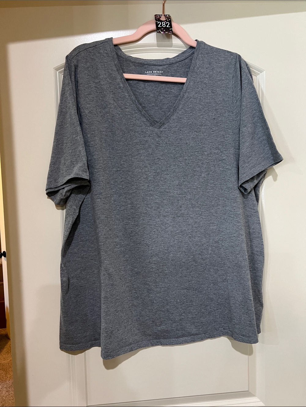Lane Bryant Gray V-Neck Short Sleeve Tee